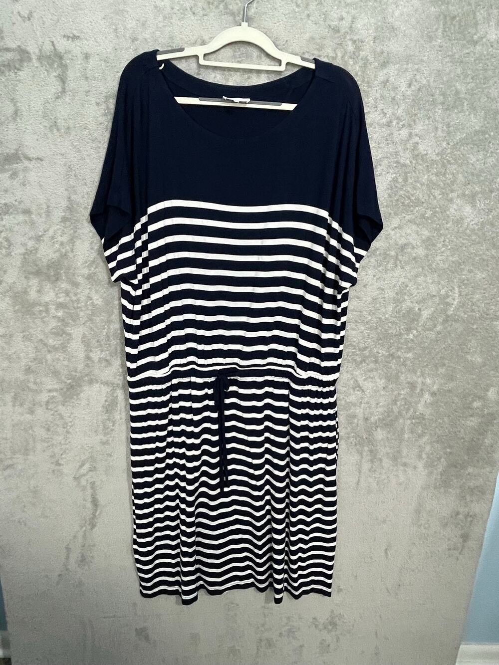 Soma Dress XXL Soft Jersey Knit Navy Striped Nautical Summer